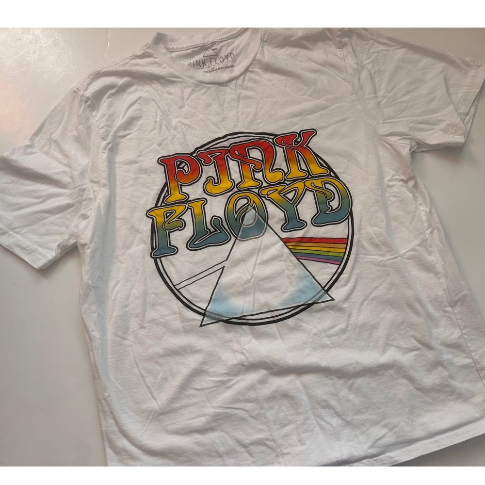 Pink Floyd Dark Side of‎ the Moon Graphic T-Shirt White Rock Unisex Large